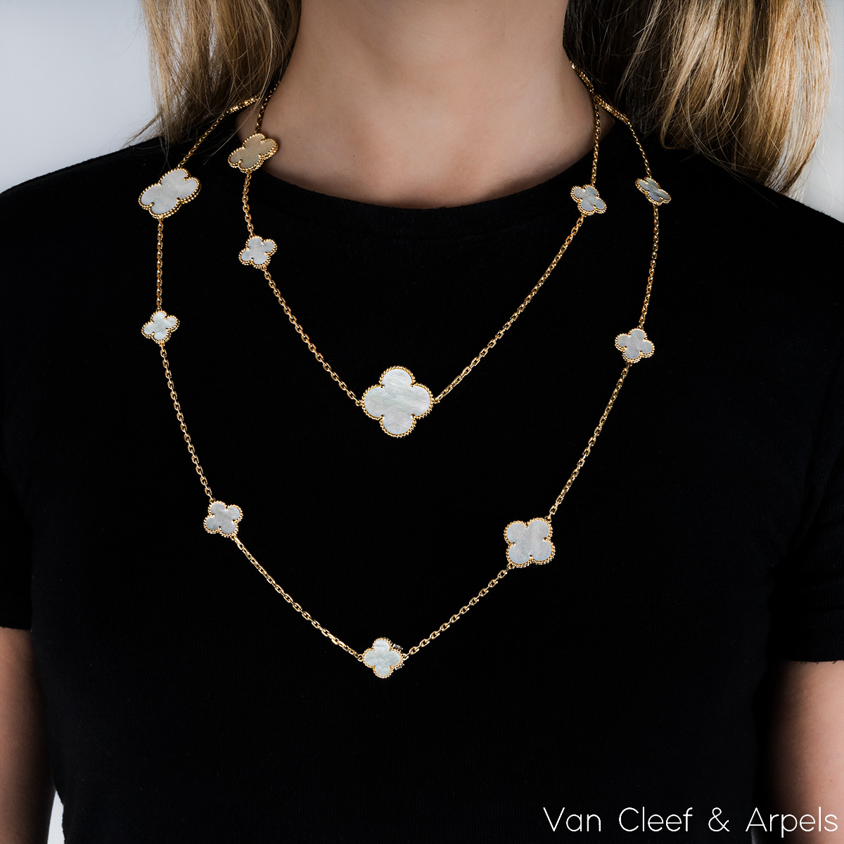 Van Cleef & Arpels Yellow Gold Mother of Pearl Magic Alhambra Necklace VCARD79300